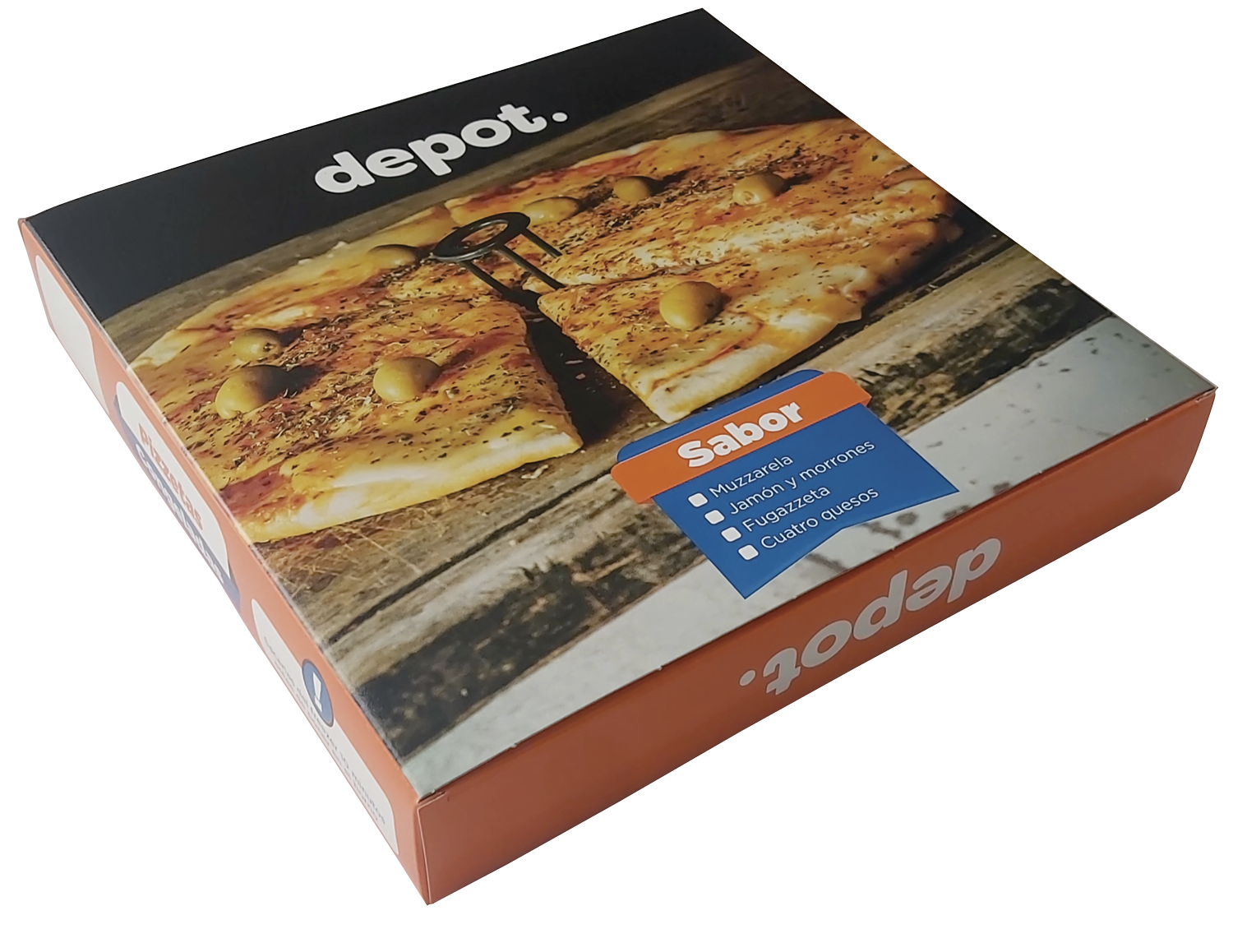 Caja de pizza congelada